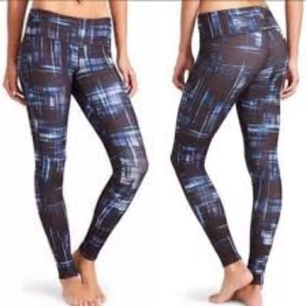 Athleta Women's Small Chaturanga Yoga Pants Tight Leggings Plaid 721748.Waist 1